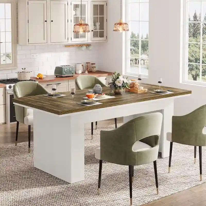Tavolo da pranzo da 63" per 4-6 persone, tavolo da pranzo rettangolare da cucina stile rustico