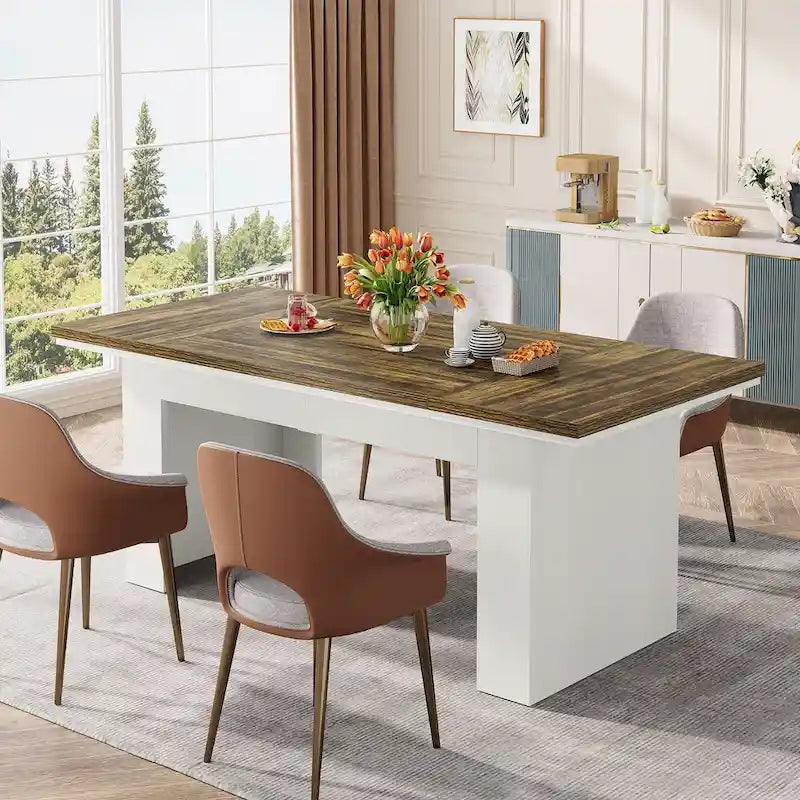 Tavolo da pranzo da 63" per 4-6 persone, tavolo da pranzo rettangolare da cucina stile rustico