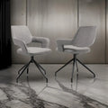 Samy 23 Inch Swivel Dining Chair Set of 2, Curved Back, Padded, Gray, Black