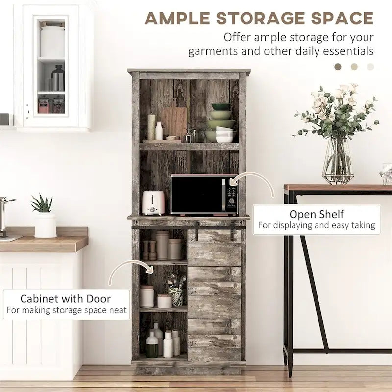 Dispensa da Cucina Rustica a Colonna con Credenza, Mobile Contenitore