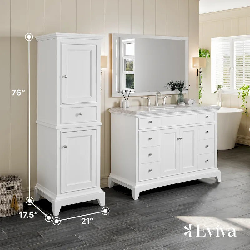 Eviva Elite Stamford 24 Mobile da Bagno Portabiancheria Bianco