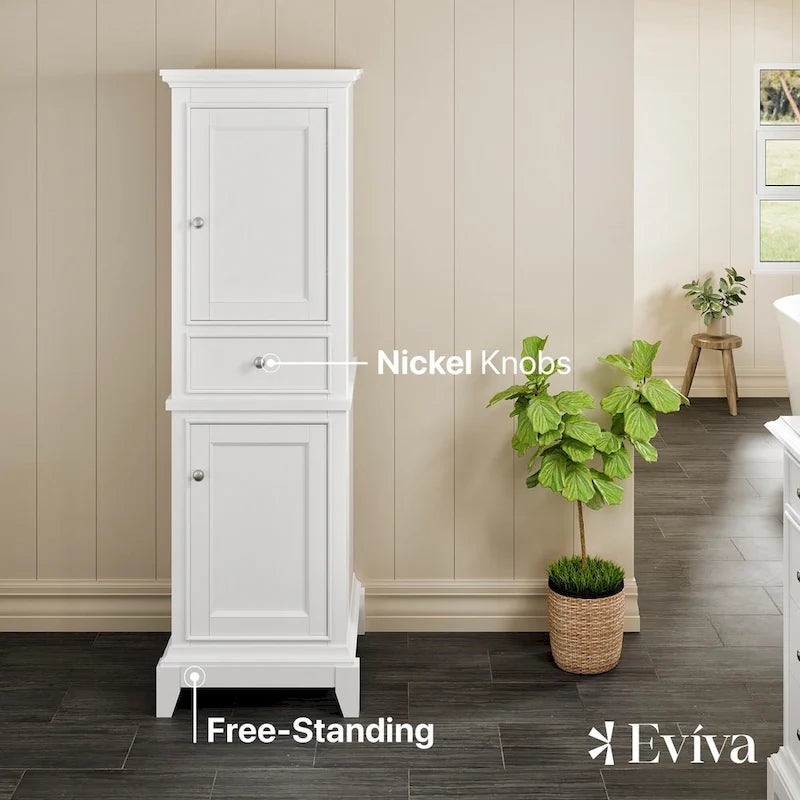 Eviva Elite Stamford 24 Mobile da Bagno Portabiancheria Bianco