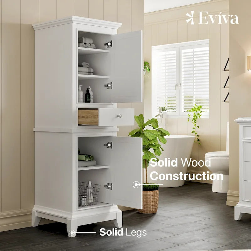 Eviva Elite Stamford 24 Mobile da Bagno Portabiancheria Bianco