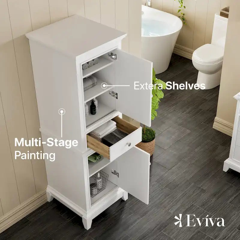 Eviva Elite Stamford 24 Mobile da Bagno Portabiancheria Bianco