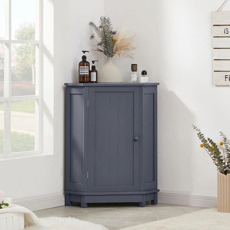 Mobile bagno moderno ad angolo triangolare con ripiano regolabile, in MDF
