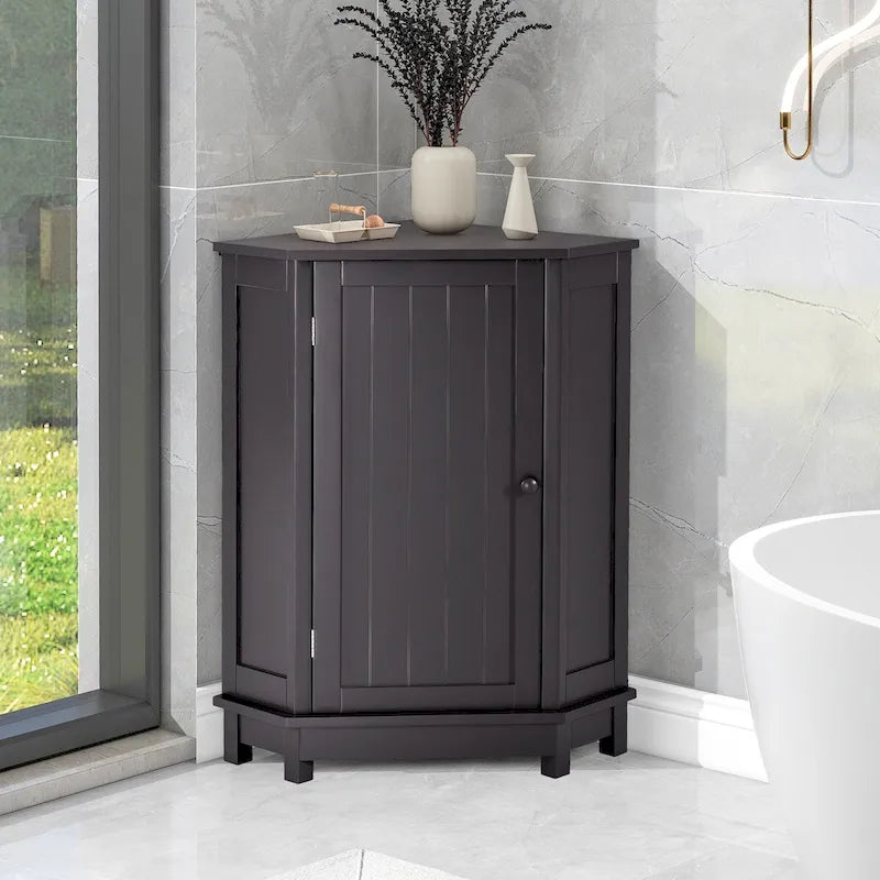 Mobile bagno moderno ad angolo triangolare con ripiano regolabile, in MDF