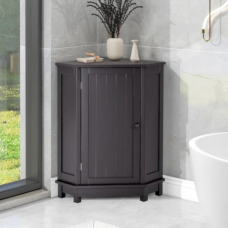 Mobile bagno moderno ad angolo triangolare con ripiano regolabile, in MDF