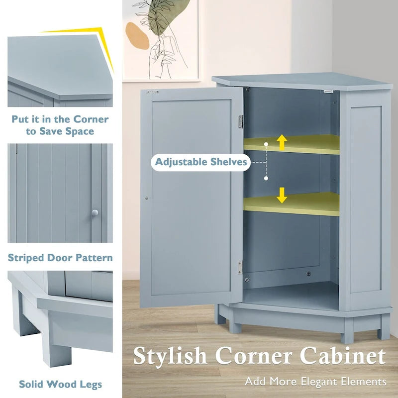 Mobile bagno moderno ad angolo triangolare con ripiano regolabile, in MDF