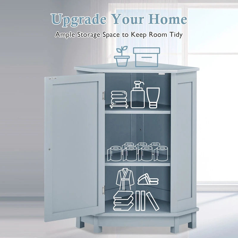 Mobile bagno moderno ad angolo triangolare con ripiano regolabile, in MDF