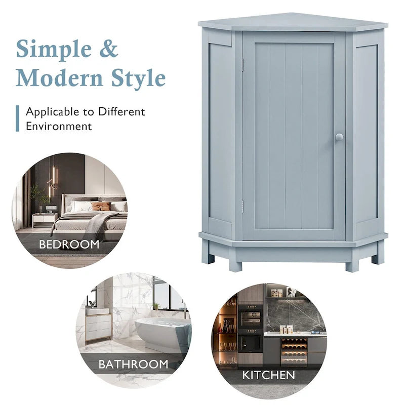 Mobile bagno moderno ad angolo triangolare con ripiano regolabile, in MDF