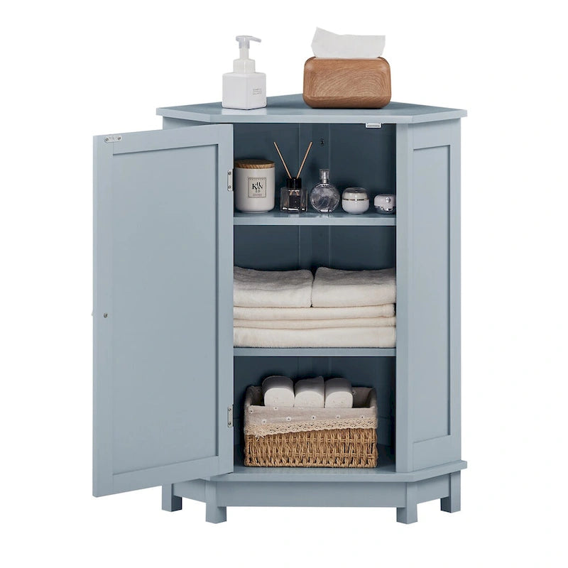 Mobile bagno moderno ad angolo triangolare con ripiano regolabile, in MDF