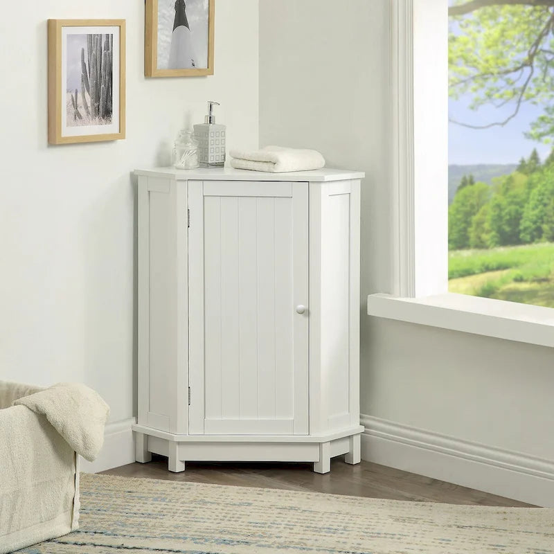 Mobile bagno moderno ad angolo triangolare con ripiano regolabile, in MDF