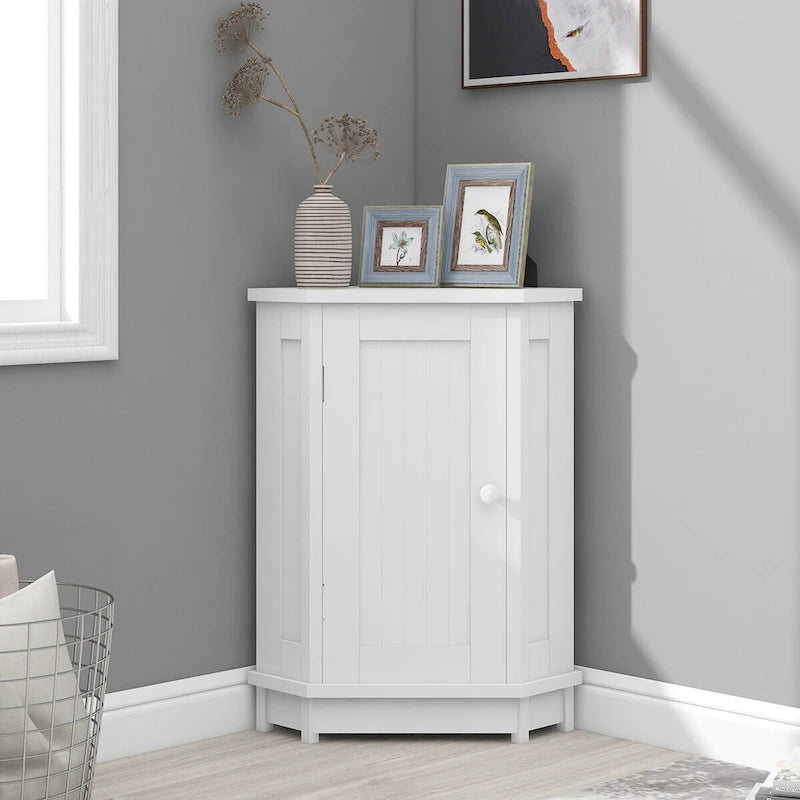 Mobile bagno moderno ad angolo triangolare con ripiano regolabile, in MDF