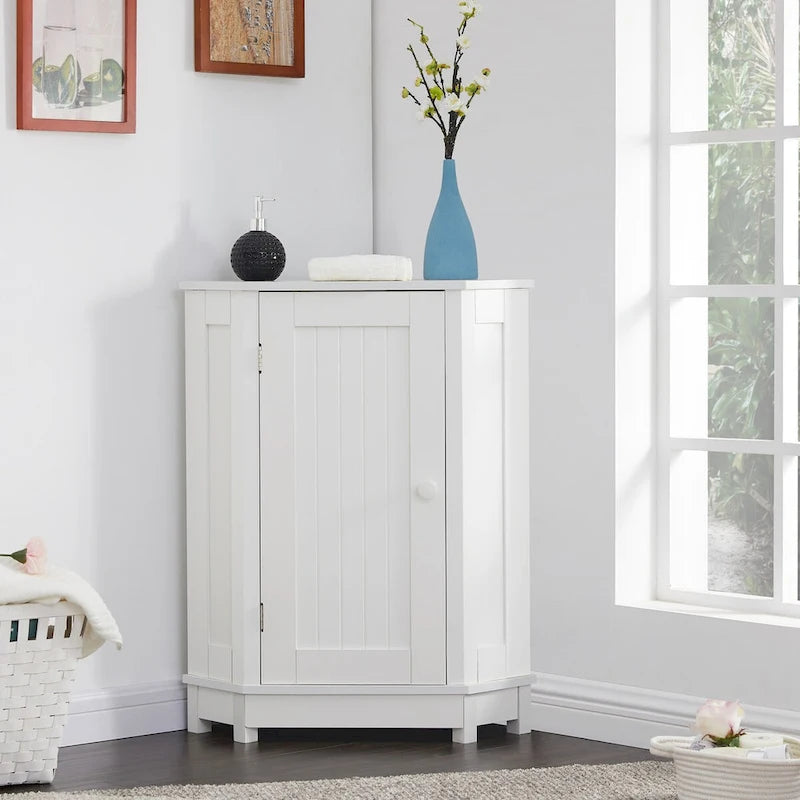 Mobile bagno moderno ad angolo triangolare con ripiano regolabile, in MDF
