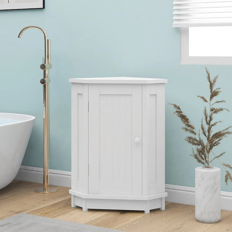 Mobile bagno moderno ad angolo triangolare con ripiano regolabile, in MDF