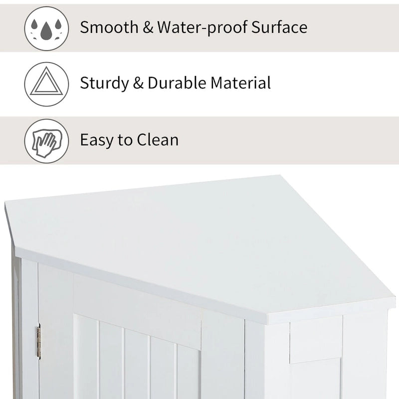 Mobile bagno moderno ad angolo triangolare con ripiano regolabile, in MDF