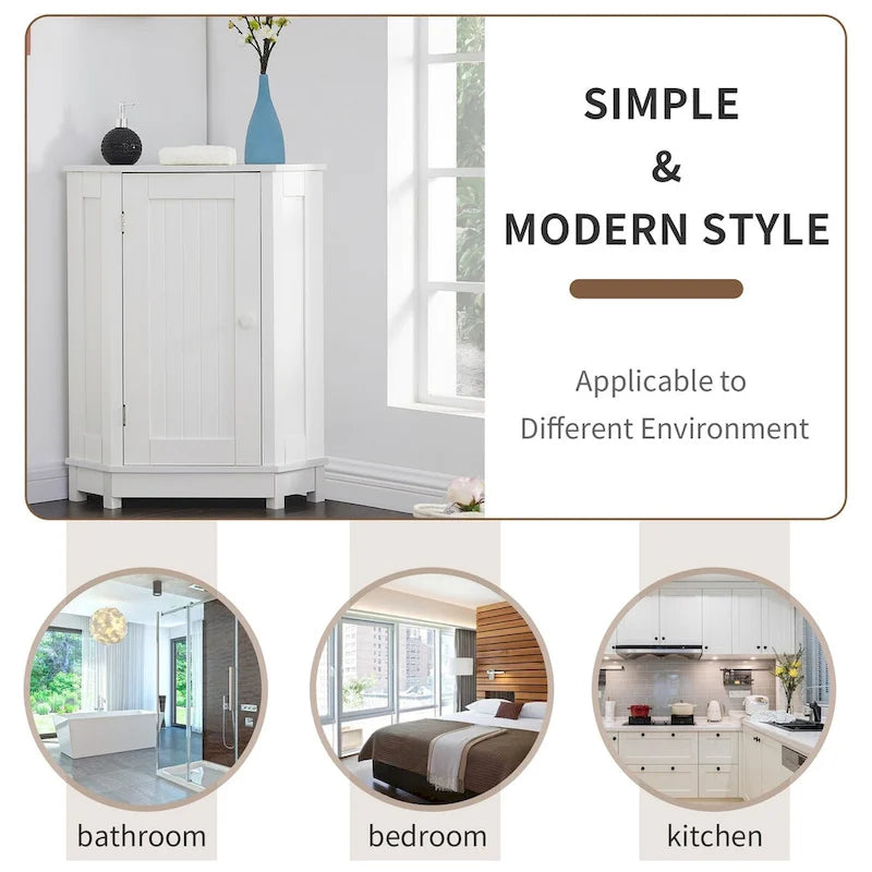 Mobile bagno moderno ad angolo triangolare con ripiano regolabile, in MDF