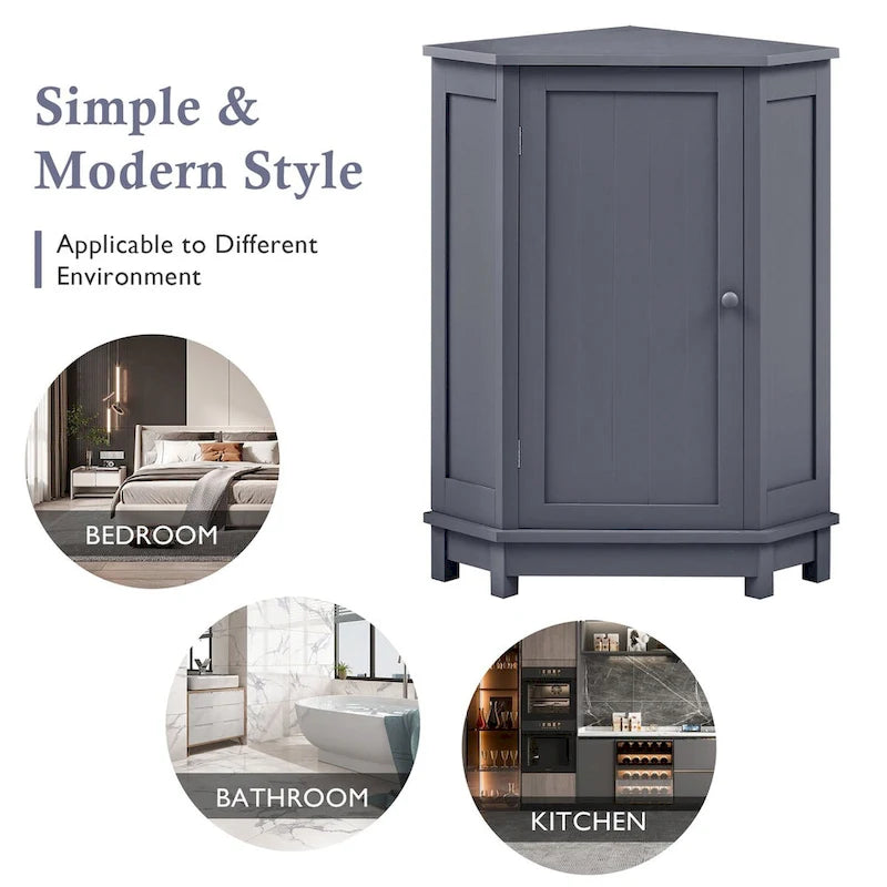 Mobile bagno moderno ad angolo triangolare con ripiano regolabile, in MDF
