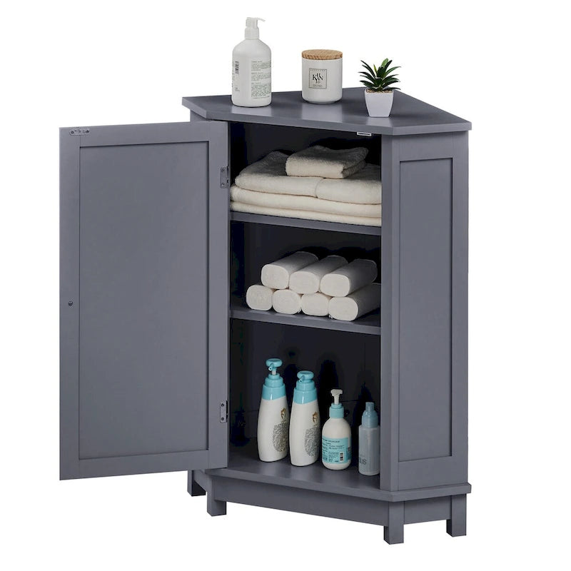 Mobile bagno moderno ad angolo triangolare con ripiano regolabile, in MDF