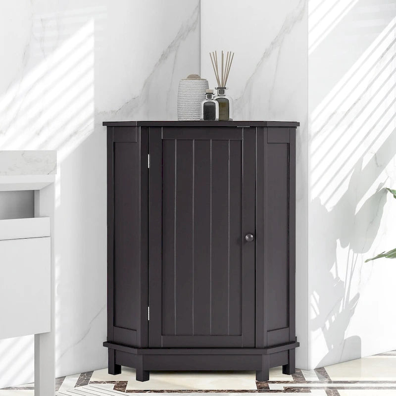 Mobile bagno moderno ad angolo triangolare con ripiano regolabile, in MDF