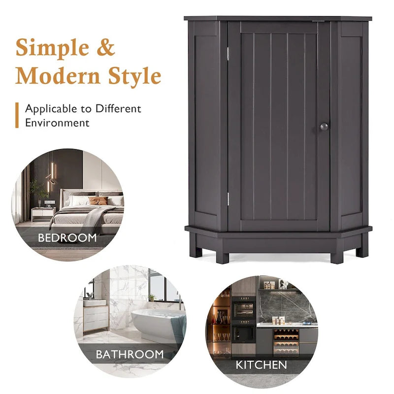 Mobile bagno moderno ad angolo triangolare con ripiano regolabile, in MDF