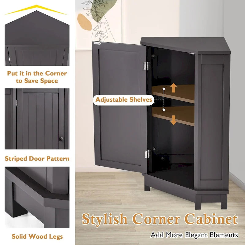 Mobile bagno moderno ad angolo triangolare con ripiano regolabile, in MDF