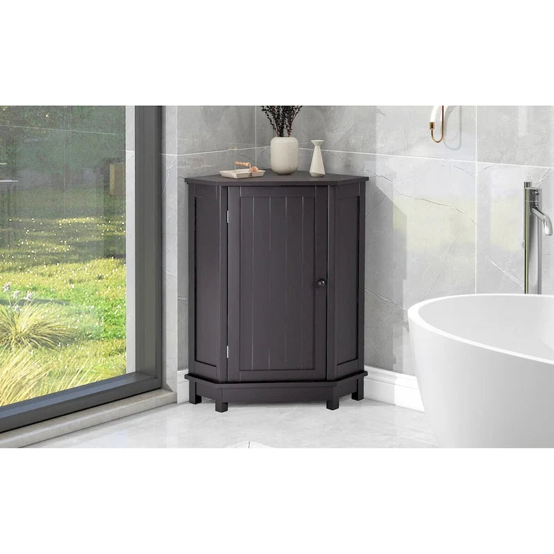 Mobile bagno moderno ad angolo triangolare con ripiano regolabile, in MDF