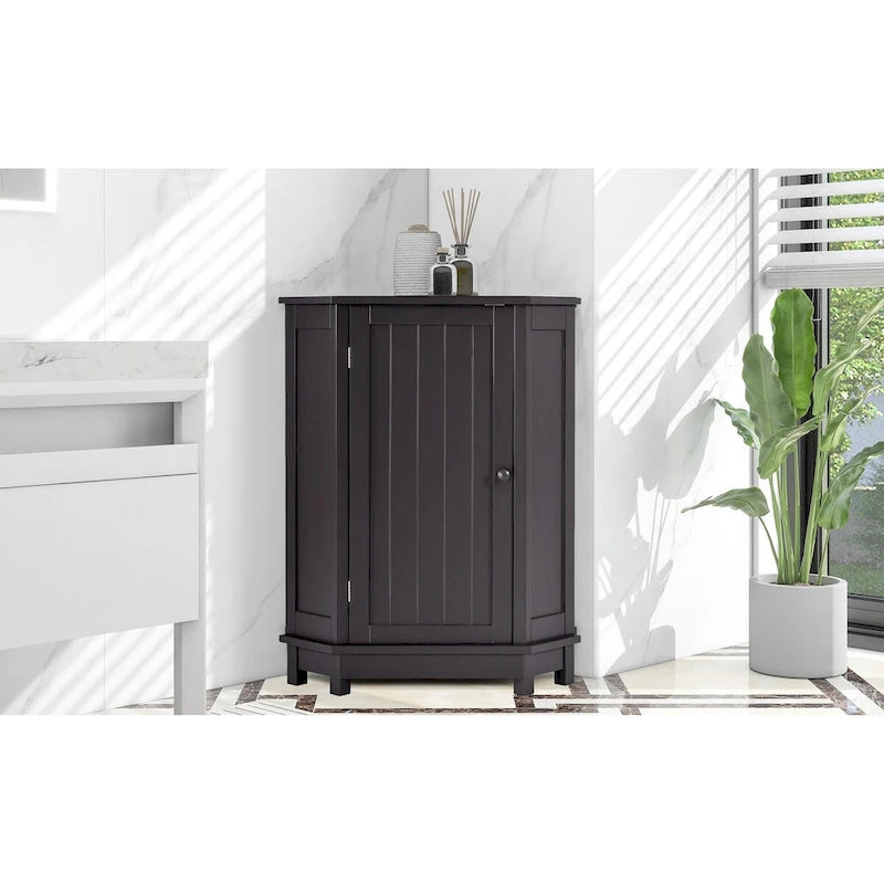Mobile bagno moderno ad angolo triangolare con ripiano regolabile, in MDF