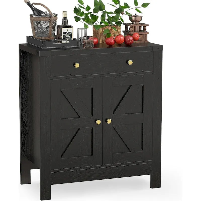 Meuble de Rangement Buffet de Cuisine avec 2 Tiroirs et Étagère Réglable