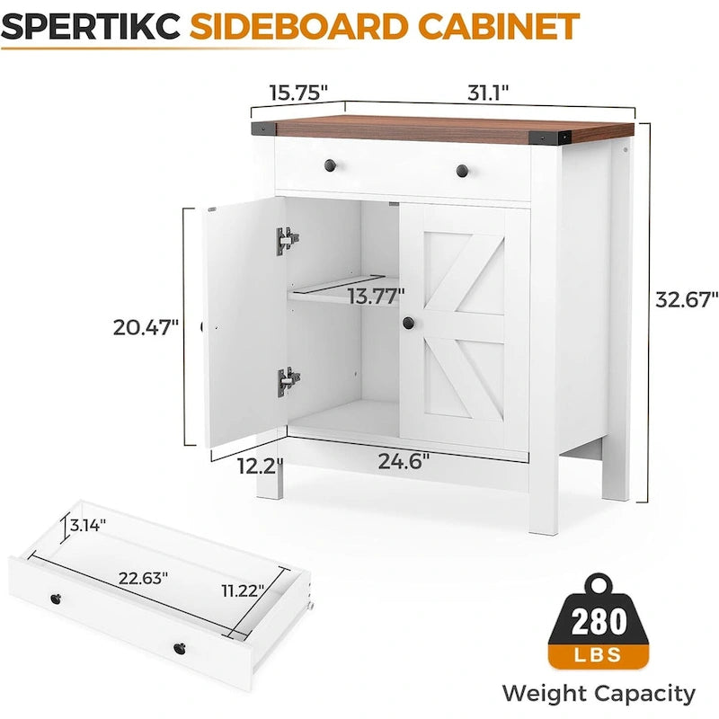 Credenza da cucina con ante, cassetti e ripiani regolabili, mobiletto da bar per caffè