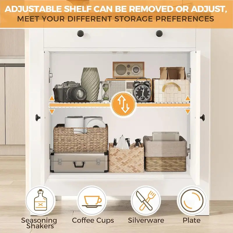 Credenza da cucina con ante, cassetti e ripiani regolabili, mobiletto da bar per caffè