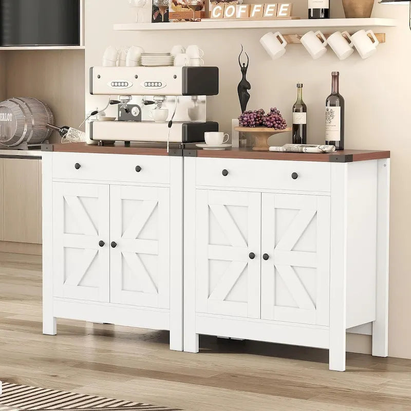 Credenza da cucina con ante, cassetti e ripiani regolabili, mobiletto da bar per caffè