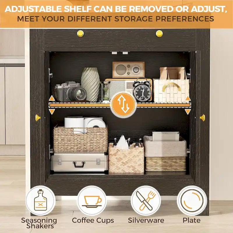 Credenza da cucina con ante, cassetti e ripiani regolabili, mobiletto da bar per caffè