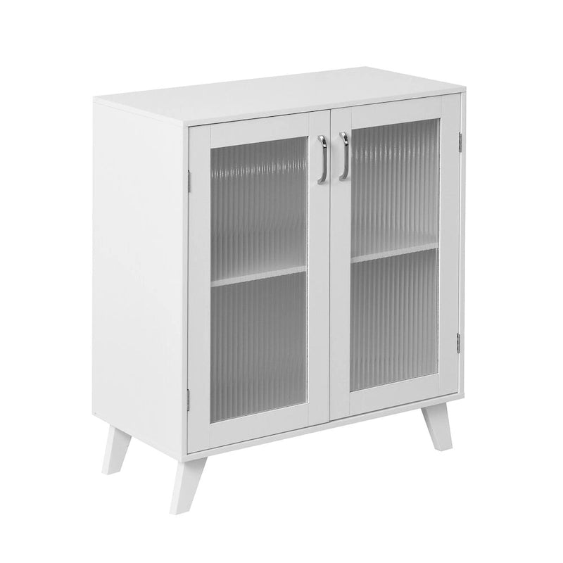 Organizzatore di stoccaggio per mobile da bagno moderno con 2 ante in vetro e ripiano regolabile, Bianco