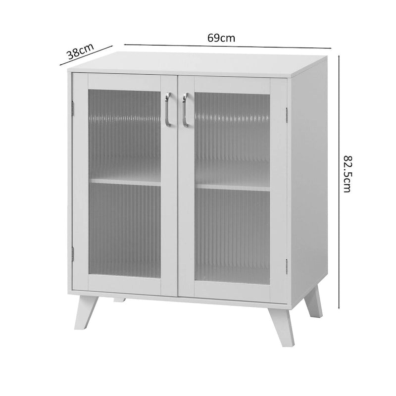 Organizzatore di stoccaggio per mobile da bagno moderno con 2 ante in vetro e ripiano regolabile, Bianco