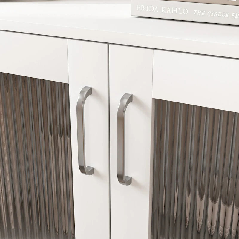 Organizzatore di stoccaggio per mobile da bagno moderno con 2 ante in vetro e ripiano regolabile, Bianco