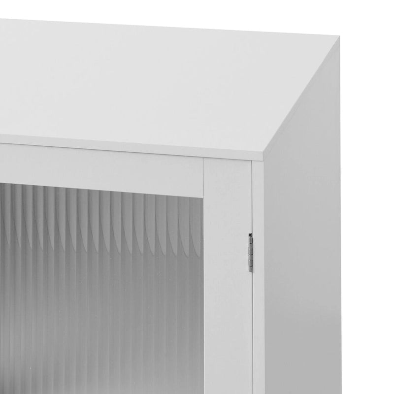 Organizzatore di stoccaggio per mobile da bagno moderno con 2 ante in vetro e ripiano regolabile, Bianco