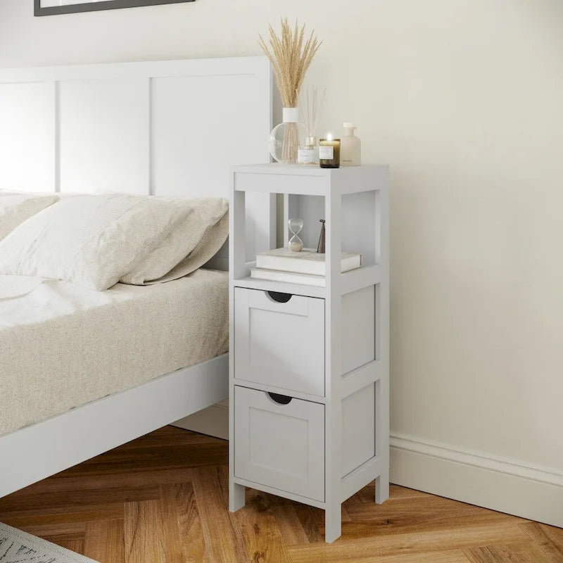 Organizzatore per bagno rustico con cassetti e ripiano aperto