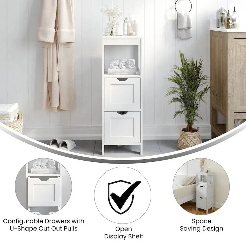 Organizzatore per bagno rustico con cassetti e ripiano aperto