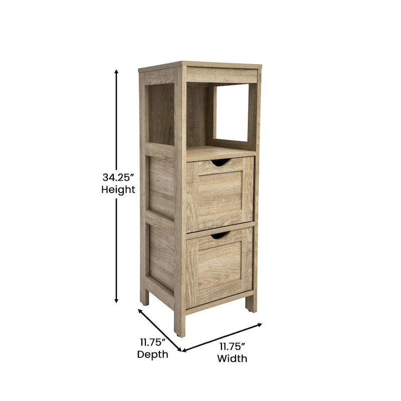 Organizzatore per bagno rustico con cassetti e ripiano aperto