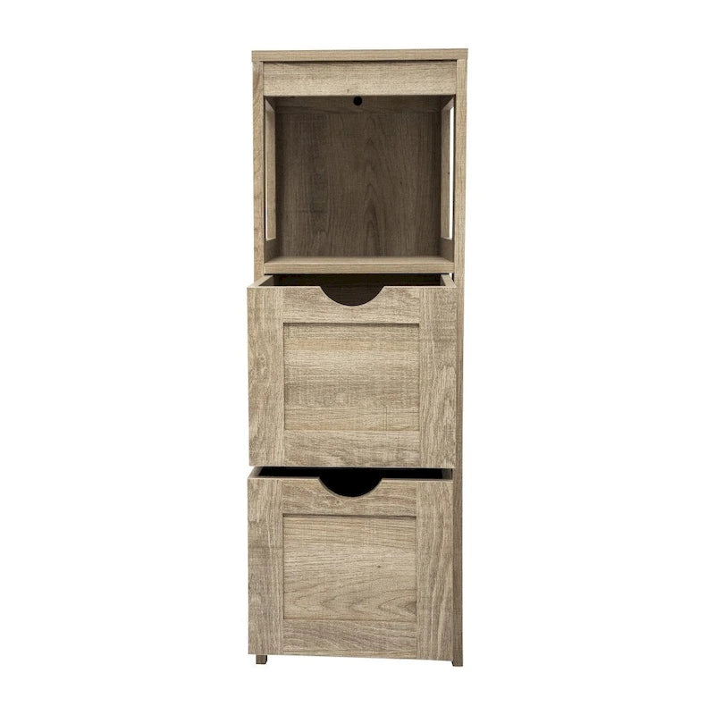 Organizzatore per bagno rustico con cassetti e ripiano aperto