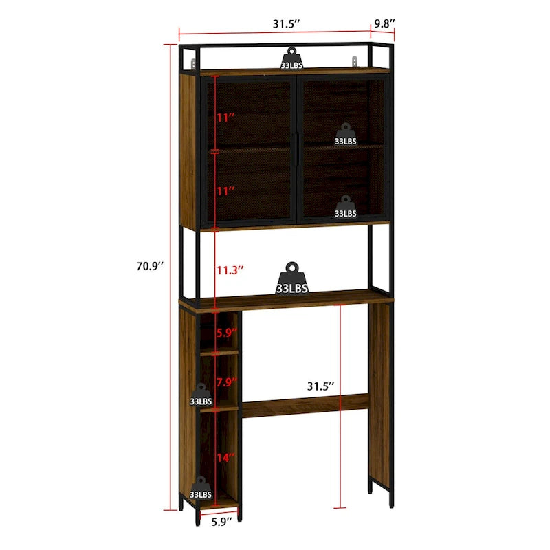 Scaffale per Bagno da posizionare sopra il WC, Organizzatore per Bagno sopra il WC