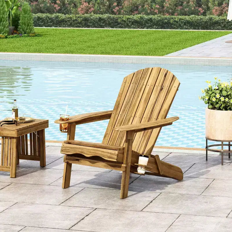 Sedia Adirondack pieghevole in legno di acacia Bellwood Outdoor - Christopher Knight