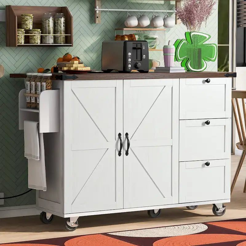 Isola da Cucina Stile Rustico con Presa Elettrica,Per Casa,Cucina e Sala da Pranzo