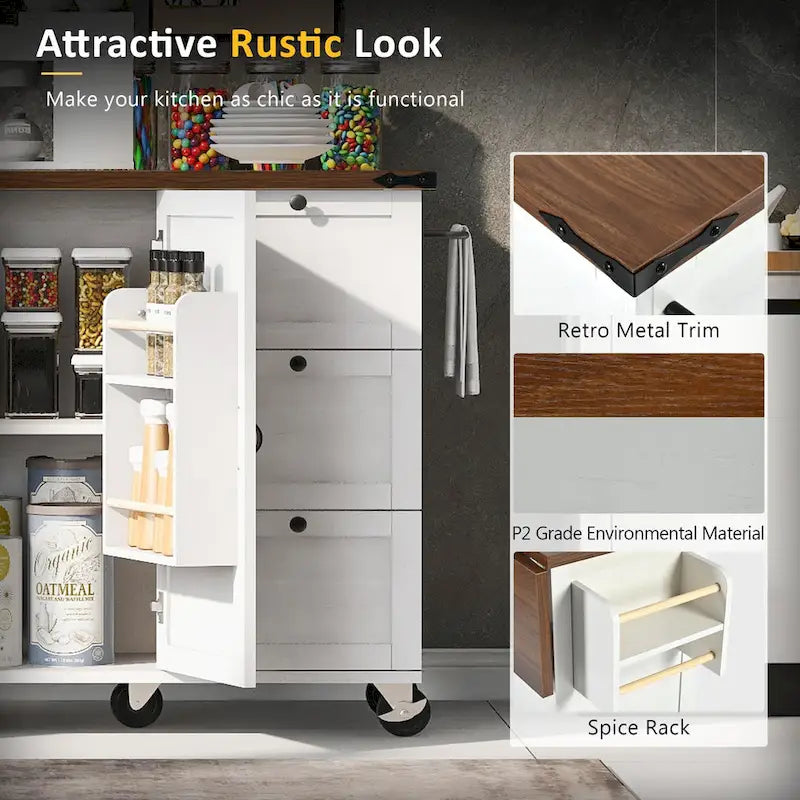 Isola da Cucina Stile Rustico con Presa Elettrica,Per Casa,Cucina e Sala da Pranzo