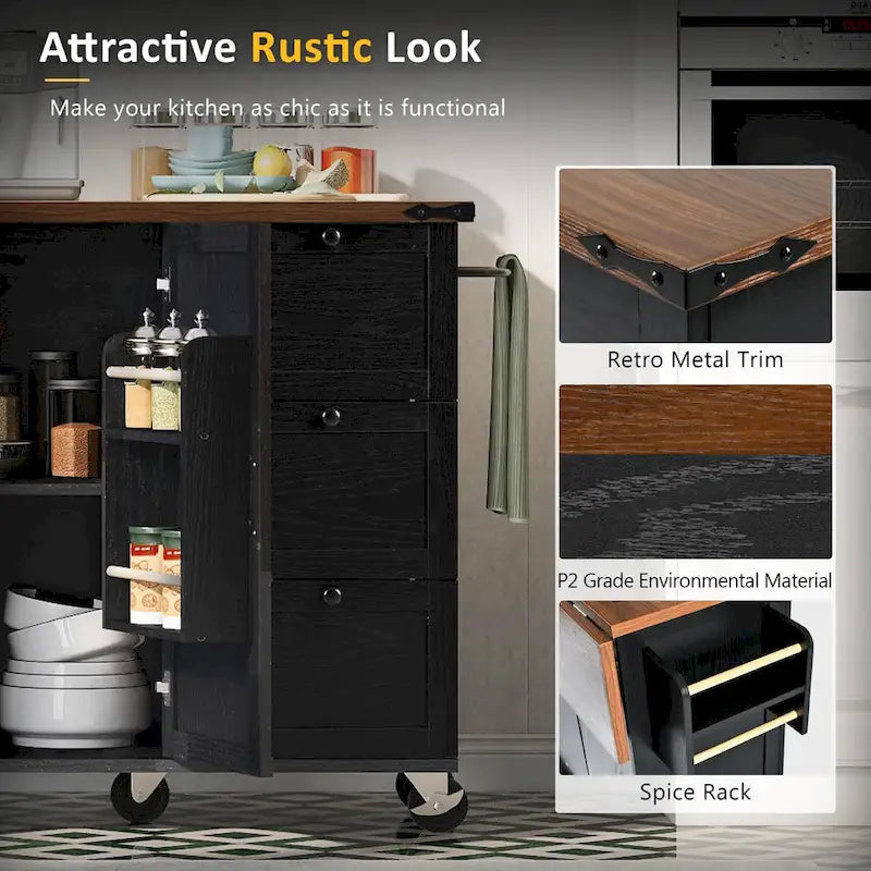 Isola da Cucina Stile Rustico con Presa Elettrica,Per Casa,Cucina e Sala da Pranzo