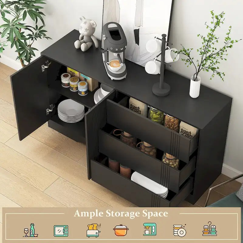 Mobile credenza buffet, Credenza da cucina moderna con cassetti e ante, Grande mobile bar con ripiani regolabili