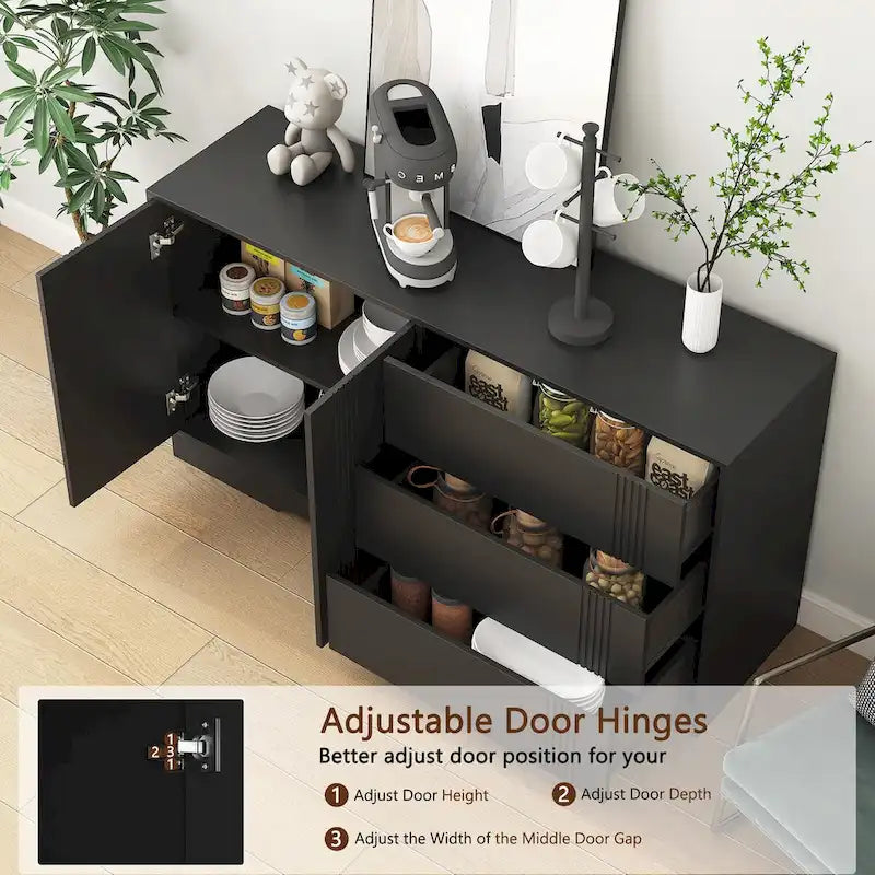 Mobile credenza buffet, Credenza da cucina moderna con cassetti e ante, Grande mobile bar con ripiani regolabili