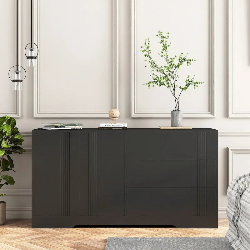Mobile credenza buffet, Credenza da cucina moderna con cassetti e ante, Grande mobile bar con ripiani regolabili