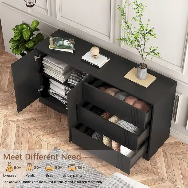 Mobile credenza buffet, Credenza da cucina moderna con cassetti e ante, Grande mobile bar con ripiani regolabili